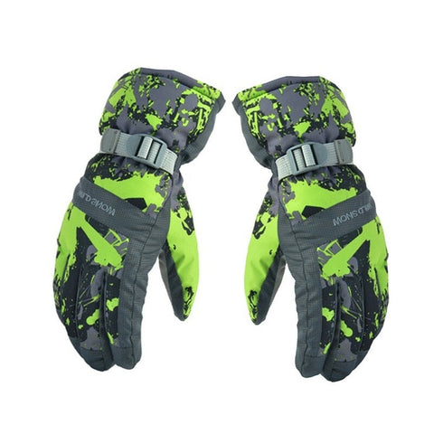 Ski Gloves 100 Waterproof Warm Snow Fluorescent Green