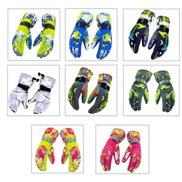 Ski 100 Waterproof Warm Snow Fluorescent Green Gloves