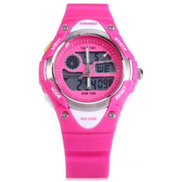 Veile Studios Skmei 1055 Dual Time Led Watch Water Resistant Day Date Alarm Children Wristwatch Blue Children's Watches