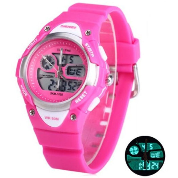 Veile Studios Skmei 1055 Dual Time Led Watch Water Resistant Day Date Alarm Children Wristwatch Blue Children's Watches