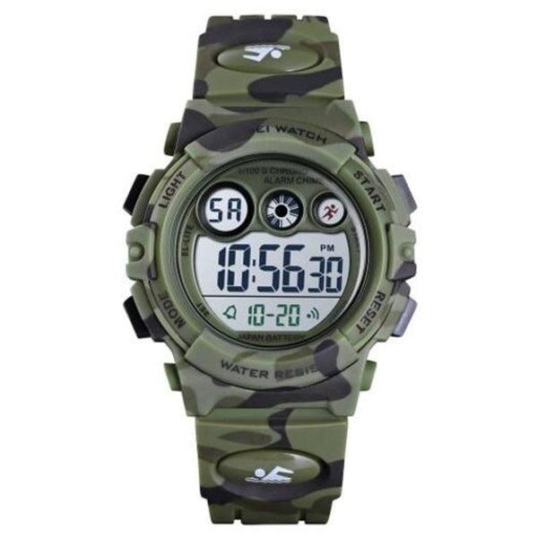 Veile Studios Skmei Kids Colorful El Light Digital Children Pu Strap Alarm Clock Watch For Boy Woodland Camouflage Children's Watches