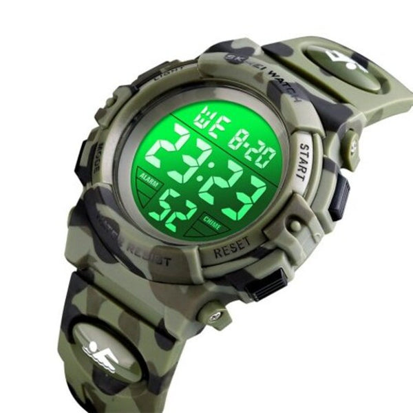 Veile Studios Skmei Kids Sport Children's Watch Colorful Lights 12 / 24Hour Camouflage Digital Woodland Children's Watches