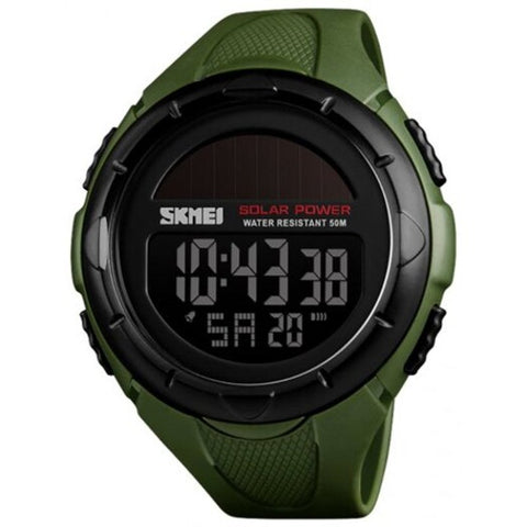 Skmei Solar Outdoor Sports Men's Luminous 12 / 24 Hours Digital Watch Fern Green