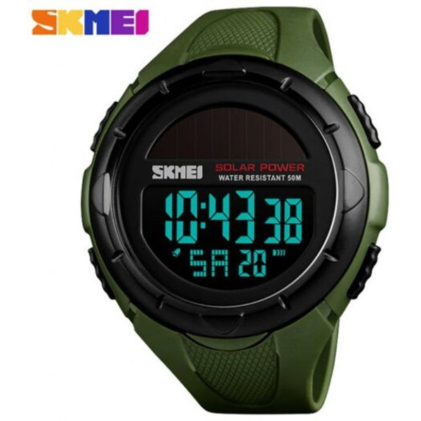 Veile Studios Skmei Solar Outdoor Sports Men's Luminous 12 / 24 Hours Digital Watch Fern Green Watches