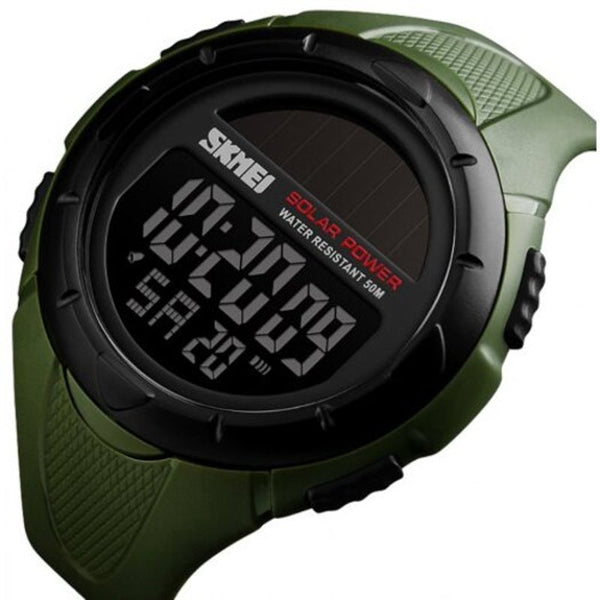 Veile Studios Skmei Solar Outdoor Sports Men's Luminous 12 / 24 Hours Digital Watch Fern Green Watches