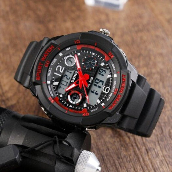 Veile Studios Skmei Sports Shock Resistant Men Led Military Digital Quartz Watche Red Watches