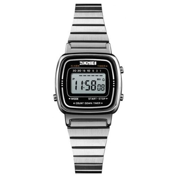 Veile Studios Skmei Women Waterproof Countdown Led Digital Lady Dress Alarm Wrist Watch Silver Watches