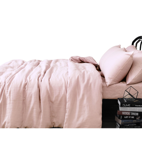 Super King Design Homewares 100% Linen Blush Quilt Cover Set Quilt Covers