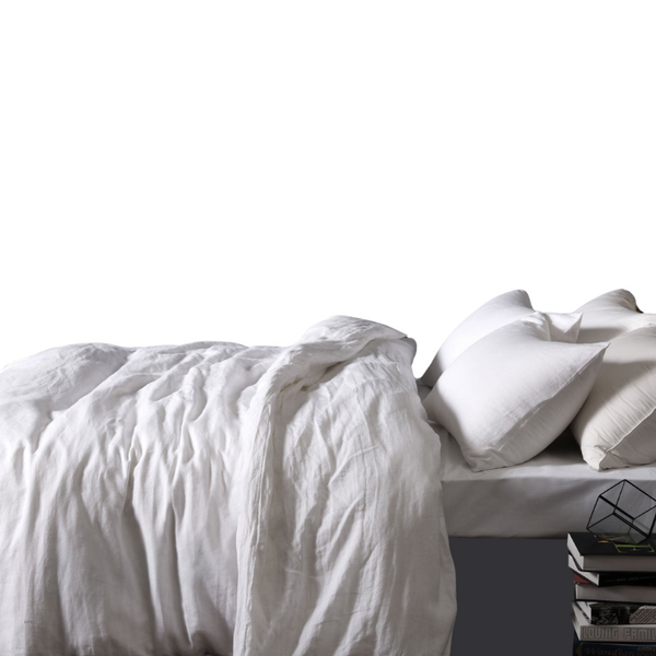 Design Homewares 100% Linen White Quilt Cover Set Quilt Covers