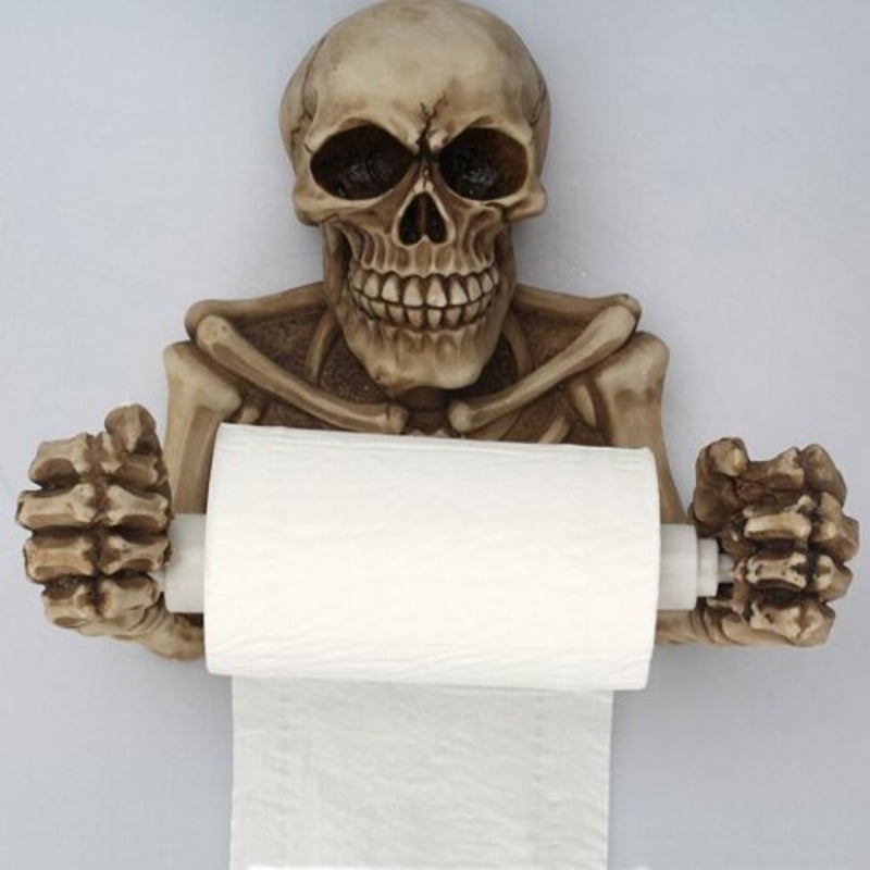 Skull Toilet Paper Holder Wall Mount Tissue Roll Towel Yellow Toilet Paper Holders & Storage