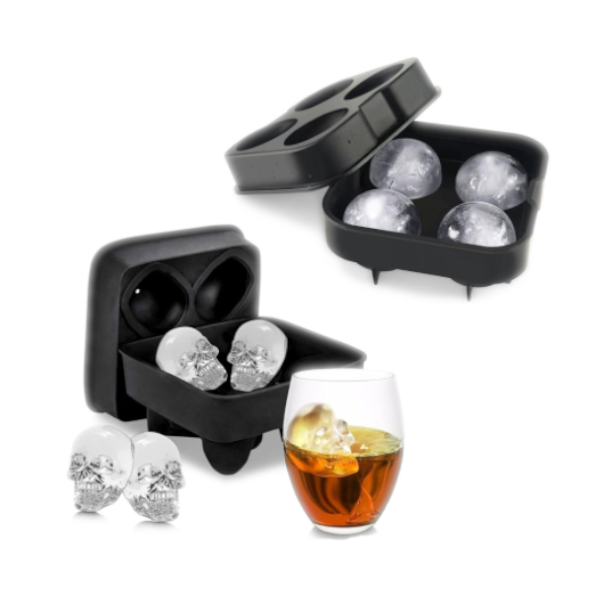 Skulls Or Spheres Large Black Ice Cube Tray Silicone Mold Ice Cubes Trays & Moulds