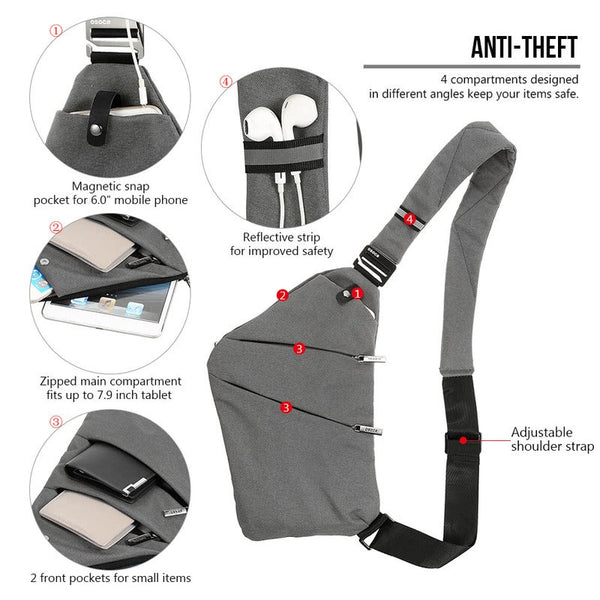 Sling Backpack Chest Bag Lightweight Outdoor Sport Travel Hiking Anti Theft Crossbody Shoulder Pack Daypack For Men Women Gray Bags