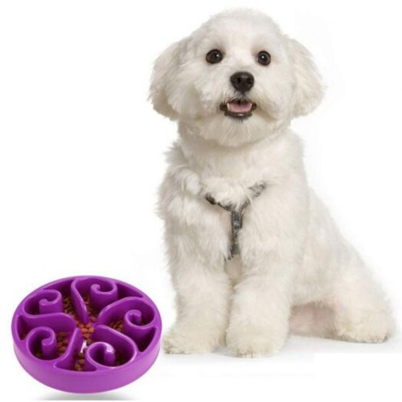 Slow Food Pet Feeder Anti Choke Dog Bowl Purple Dishes Feeders & Fountains