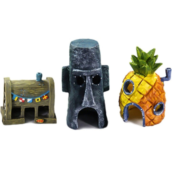 Small Aquarium Spongebob Pineapple House Squidward Easter Island Fish Tank Cartoon Decoration For Kids Decorations
