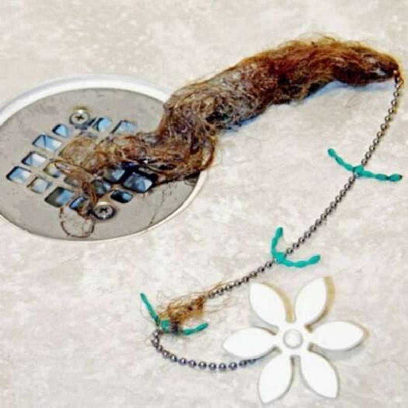 Small Flower Chain Bathroom Sewer Sink Hair Cleaner Cleaning Hook Strip Anti Blocking Device 4Pcs White Drain & Toilet Plungers