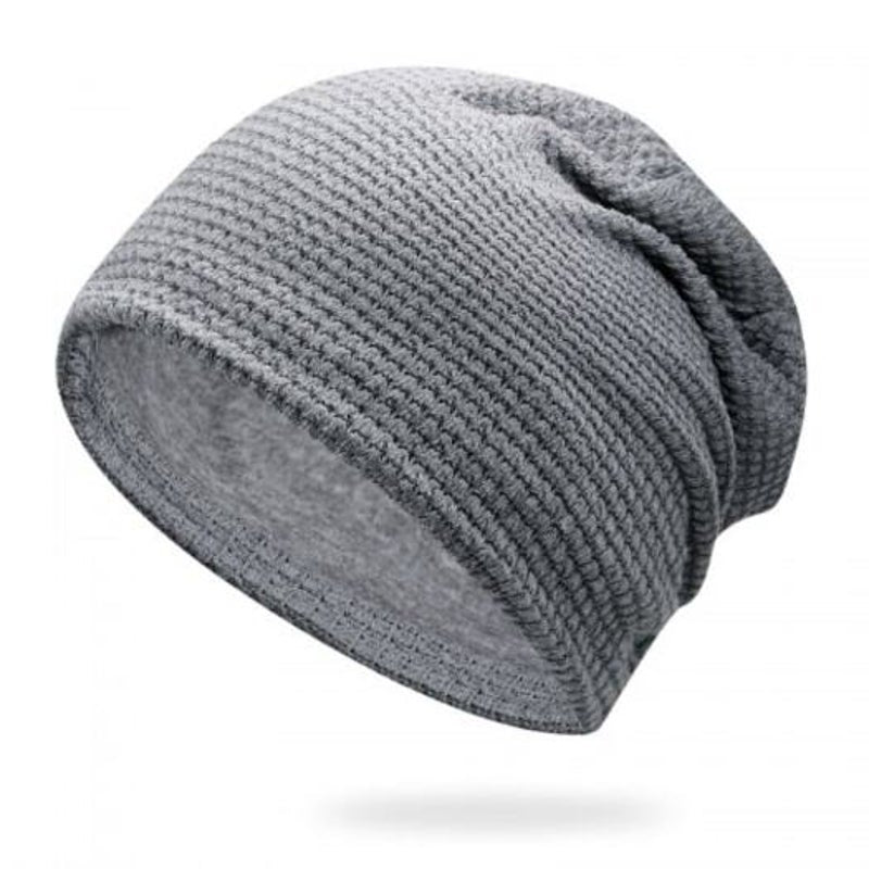 Small Square Head Cap Knit Hat Pile Has Elasticity For 56 59Cm Gray Beanies