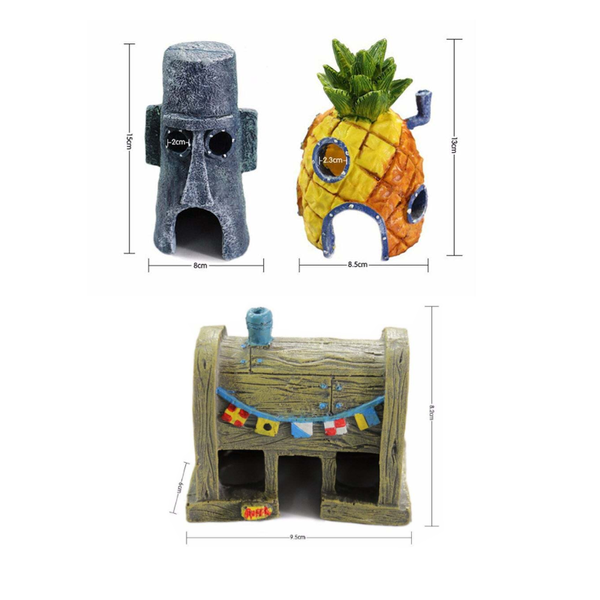 Small Aquarium Spongebob Pineapple House Squidward Easter Island Fish Tank Cartoon Decoration For Kids