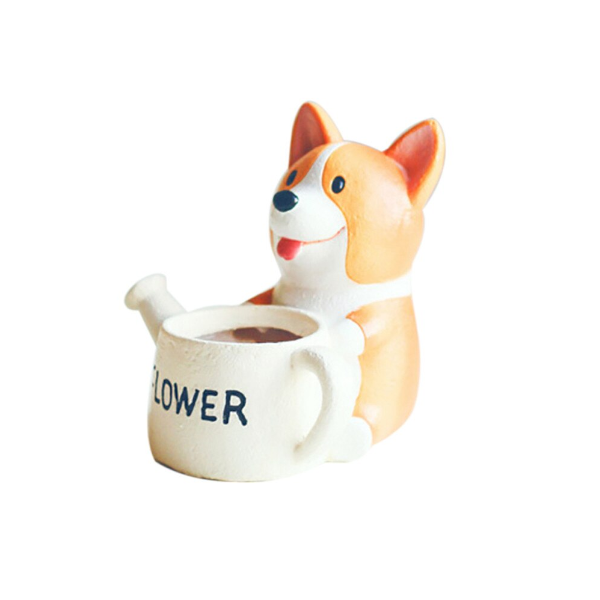 Small Resin Corgi Succulent Flower Pot Mini Desktop Plant Holder Baskets Pots Window Boxes