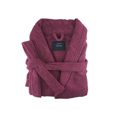 Small Medium Egyptian Cotton Terry Toweling Bathrobe Burgundy Towels & Washcloths