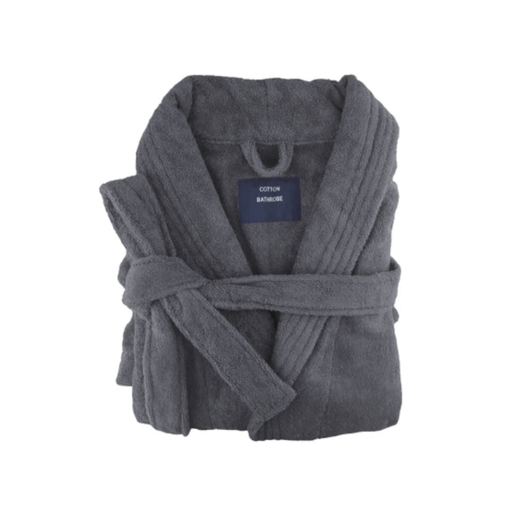 Small Medium Egyptian Cotton Terry Toweling Bathrobe Charcoal Towels & Washcloths