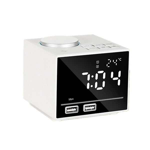 Smart Alarm Clock Bluetooth With Led Bedside Light Snooze Function Dual Usbb Port White Audio Docks & Mini Speakers