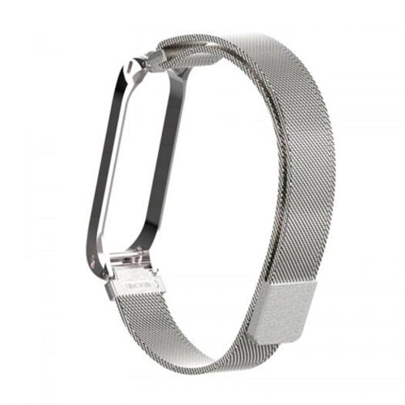 Smart Bracelet Mesh Metal Magnetic Strap For Xiaomi Mi Band 4 Silver Watch Bands