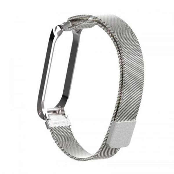 Smart Bracelet Mesh Metal Magnetic Strap For Xiaomi Mi Band 4 Silver Watch Bands