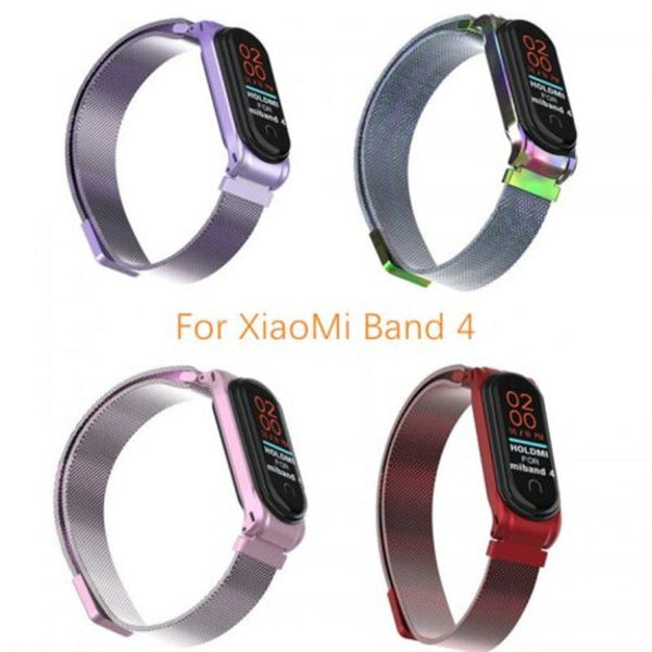 Smart Bracelet Mesh Metal Magnetic Strap For Xiaomi Mi Band 4 Silver Watch Bands