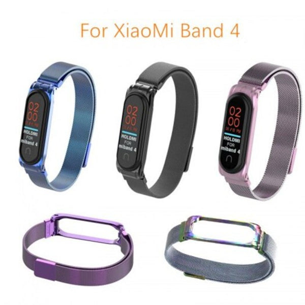 Smart Bracelet Mesh Metal Magnetic Strap For Xiaomi Mi Band 4 Silver Watch Bands