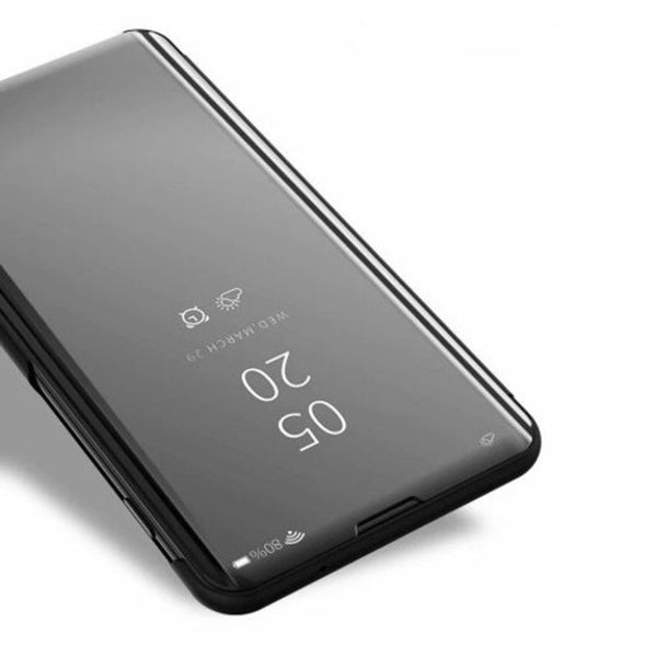 Smart Clear View Mirror Flip Phone Case For Samsung Galaxy A70 Black