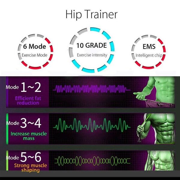 Ems Muscle Stimulator Trainer Smart Fitness Hip Black