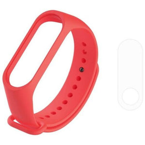 Smart Wristband Strap With Screen Film For Xiaomi Mi Band 3 Ferrari Red