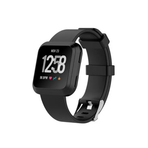 Smart Silicone Glossy Watch Strap For Fitbit Versa Black