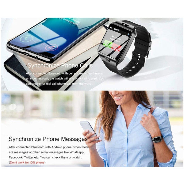 Smart Watch Touchscreen Bluetooth Smartwatch Wrist Fitness Tracker With Camera Pedometer Sim Tf Card Slot