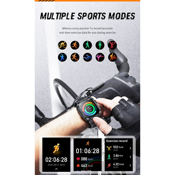 Smartwatch With Flashlight Compass & Wireless Calling Health Fitness Tracker(Silver Case Steel + Black Silicone) Smart Watches