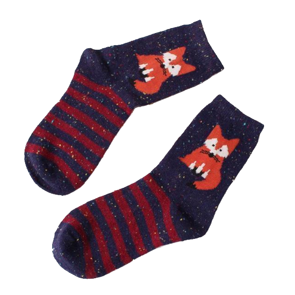 Snowy Little Fox Socks