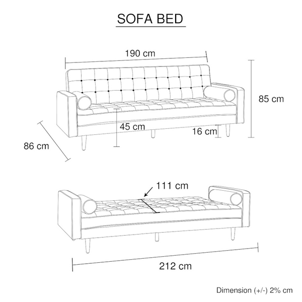 Sofa Bed 3 Seater Button Tufted Lounge Set For Living Room Couch In Fabric Beige Colour Sofa Beds