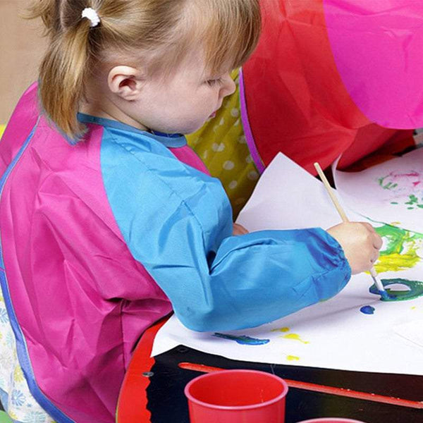 Long Sleeve Smock Children Waterproof Painting Apron With 3 Pockets Smocks Shirts