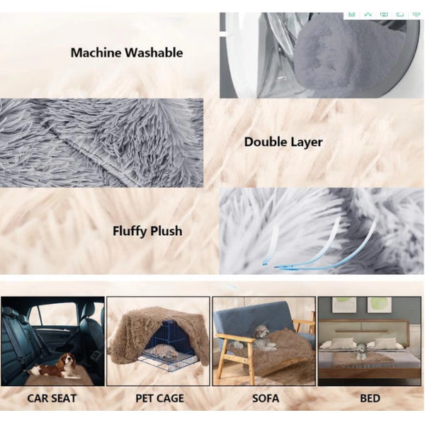 100X75cm Pet Mat Soft Fluffy Warm Fleece Blanket Steel Blue Dog Blankets