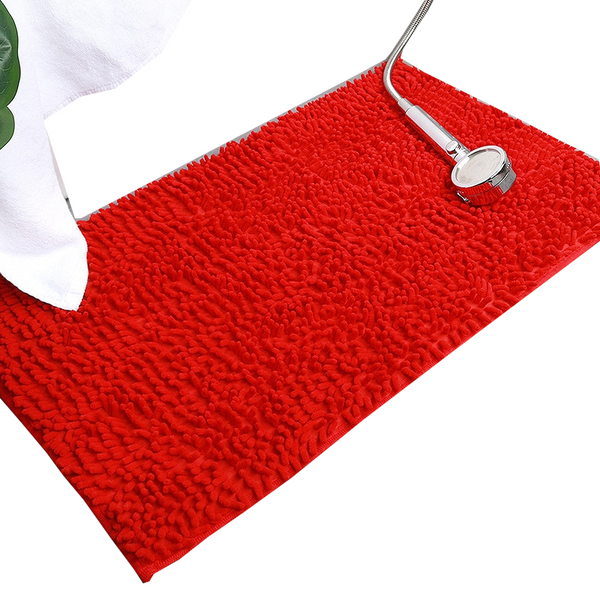 Soft Shaggy Chenille Solid Colour Non Slip Bath Mat Bath Mats Rugs & Toilet Covers
