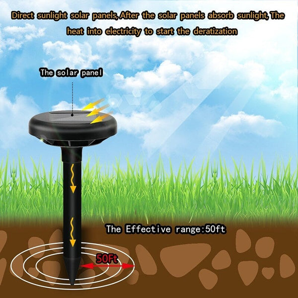 Solar Energy Power Mice Snakes Scares Away Repellent Black 2 Ultrasonic Pest Repellers
