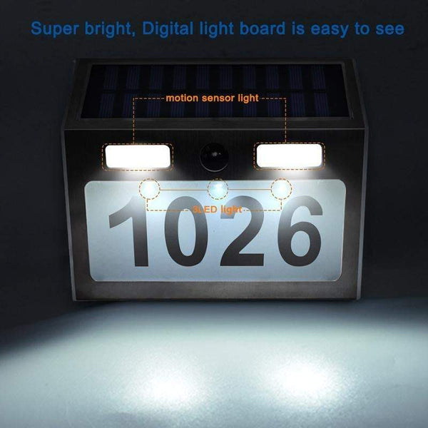 Outdoor Lighting Solar House Number Plaque With 200Lm Motion Sensor Landscape & Walkway Lights