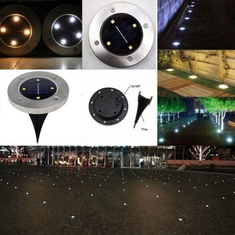 Solar Powered 4Led 8Led Light Outdoor Garden Stainless Steel Buried Lawn Lamp 1Pcs