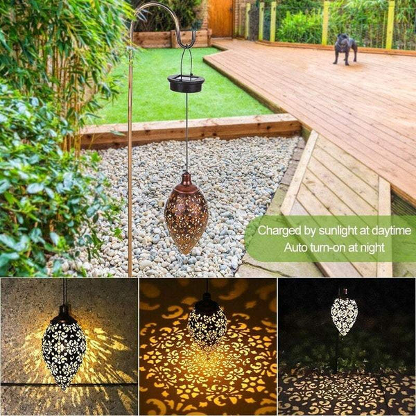 Lighting Solar Powered Energy Led Lantern Hanging Outdoor Lamp Olive Shape Design Sensitive Sensor Control For Patio Courtyard Balcony Porch Yard Outd