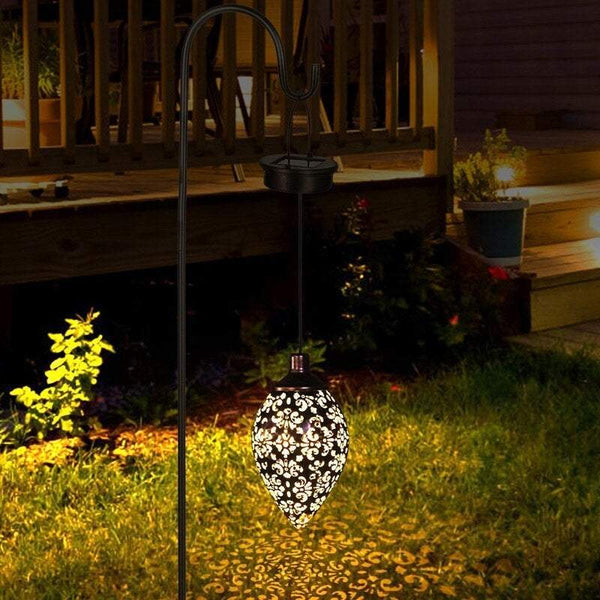 Lighting Solar Powered Energy Led Lantern Hanging Outdoor Lamp Olive Shape Design Sensitive Sensor Control For Patio Courtyard Balcony Porch Yard