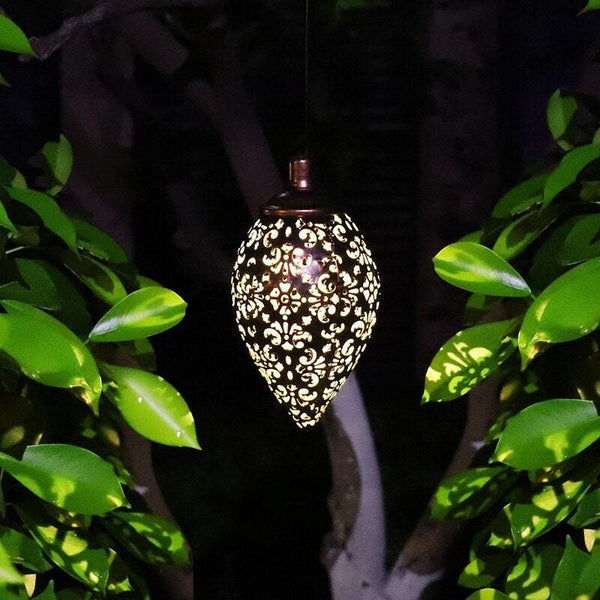 Lighting Solar Powered Energy Led Lantern Hanging Outdoor Lamp Olive Shape Design Sensitive Sensor Control For Patio Courtyard Balcony Porch Yard Outd