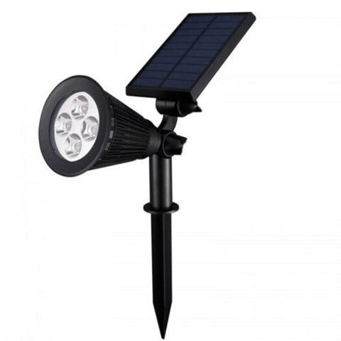 Solar Spotlight Lawn Flood Light Outdoor Waterproof Garden 4 Led Wall Lamp Black 2700K 3000K Landscape & Walkway Lights