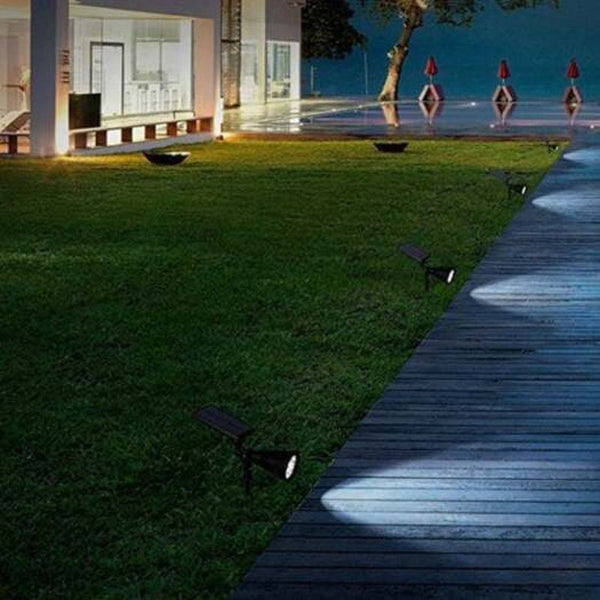 Solar Spotlight Lawn Flood Light Outdoor Waterproof Garden 4 Led Wall Lamp Black 2700K 3000K Landscape & Walkway Lights
