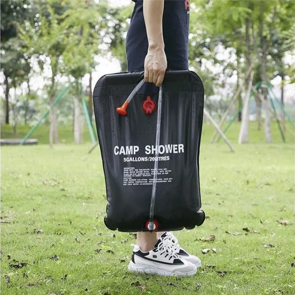 Solar Camp Shower Bag 20L Energy Heated Outdoor Portable Bathing For Travel Hiking Climbing Black