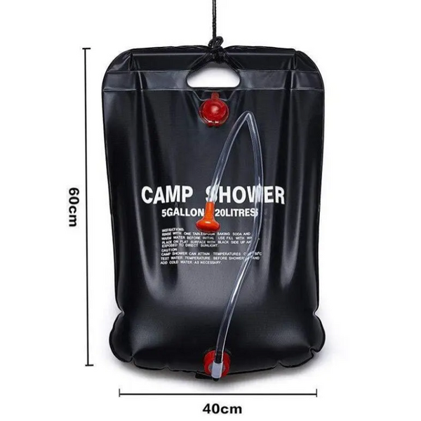Solar Camp Shower Bag 20L Energy Heated Outdoor Portable Bathing For Travel Hiking Climbing Black